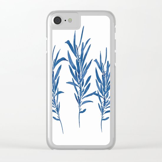 Eucalyptus Branches Blue Clear iPhone Case