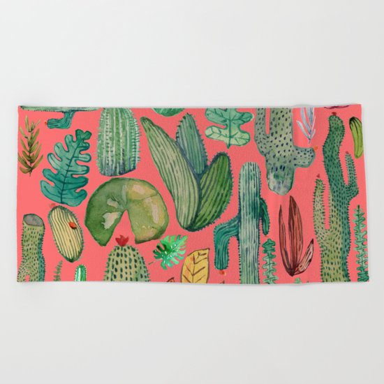 Summer Nature in Pink Beach Towel