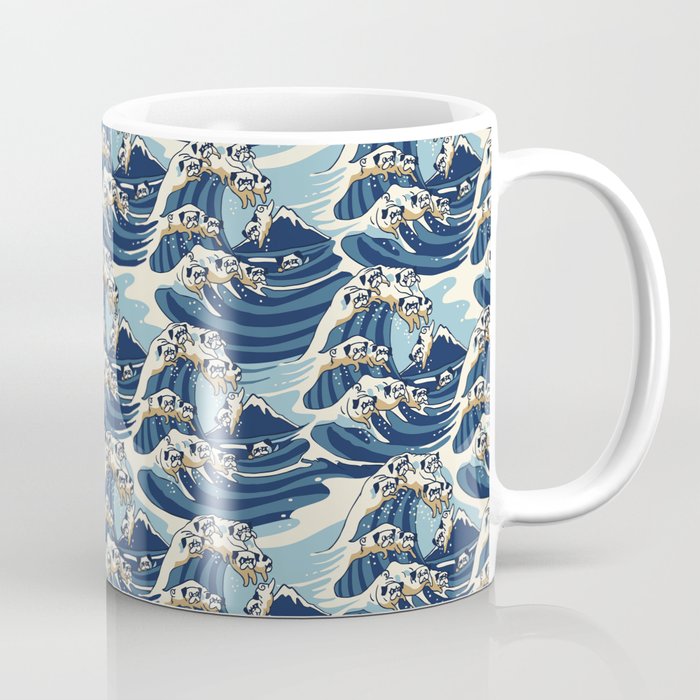 The Great Wave of Pug Pattern Coffee Mug