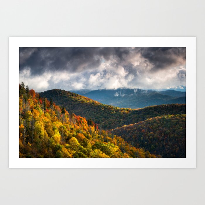 Blue Ridge Parkway North Carolina Mountains Autumn Landscape Photography Asheville NC Art Print