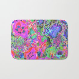 Trippy Psychedelic Hot Pink and Purple Flowers Bath Mat | Colorfulfloral, Myrubiogarden, Pinkandpurple, Green, Psychedelic, Trippy, Floral, Magenta, Aqua, Trippyflowers 