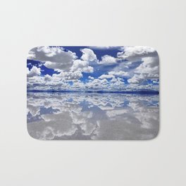 Salar de Uyuni, Bolivia Salt Flats Mirrored Lake with clouds color photography / photographs Bath Mat | Salar, Saltponds, Bolivia, Clouds, Wondersoftheworld, Photograph, Reflection, Color, Curated, Fairweather 