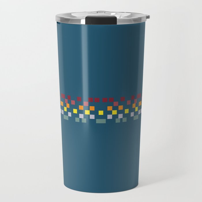 Bandama - Classic 80s Style Retro Stripes with Colorful Pixel Travel Mug
