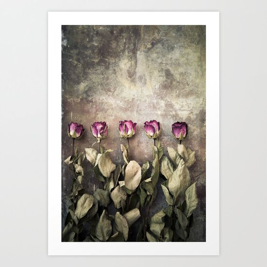 Five dried roses Art Print