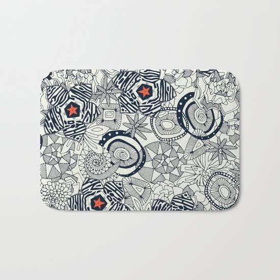 succulents ivory orange star Bath Mat