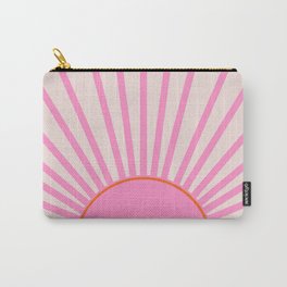 Le Soleil | 01 - Retro Sun Print Pink Aesthetic Preppy Decor Modern Abstract Sunshine Carry-All Pouch