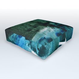 Scenic Route: a pretty, minimal abstract piece in blue and green by Alyssa Hamilton Art Outdoor Floor Cushion