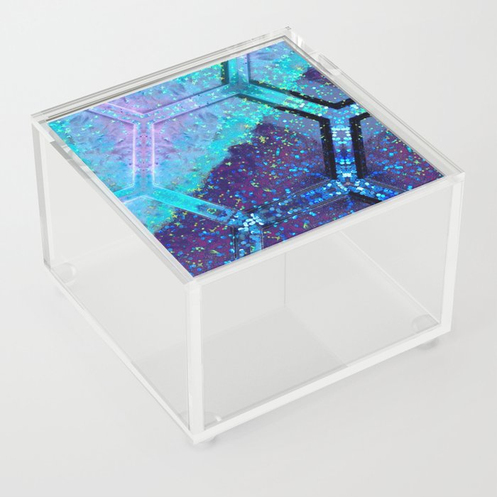Pastel Galaxy Clouds in Resin and Glitter | Geometric Pattern Sparkle Abstract Acrylic Box