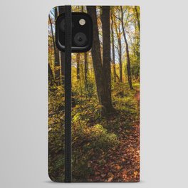 A Walk in the Forest - Leaves Cover Hiking Trail on Fall Day in the Great Smoky Mountains iPhone Wallet Case