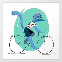 Cat cyclist Art Print