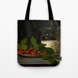 Strawberries and Cream Still Life Tote Bag