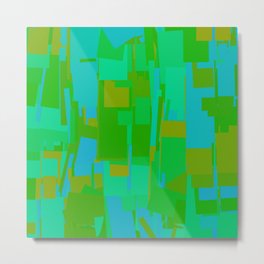 Abstract Cityscape Green  Metal Print | Digital, Cityscape, Chartreuse, Urban, Bright, Quirky, Modern, Contemporary, Squares, Unique 