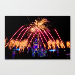 Fairytale Castle Fireworks 2 Canvas Print