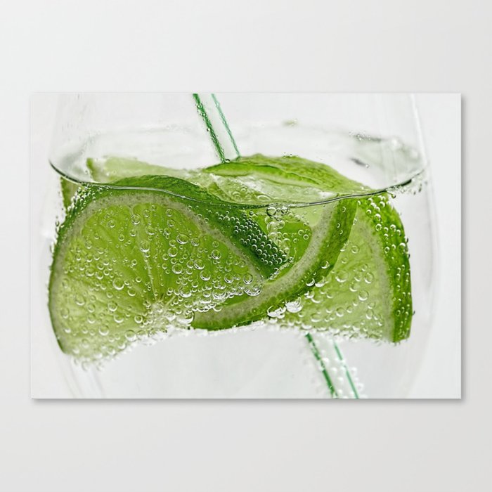 Green Limes In Soda Canvas Print