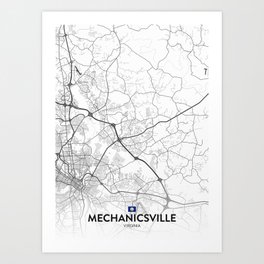 Mechanicsville, Virginia, United States - Light City Map Art Print