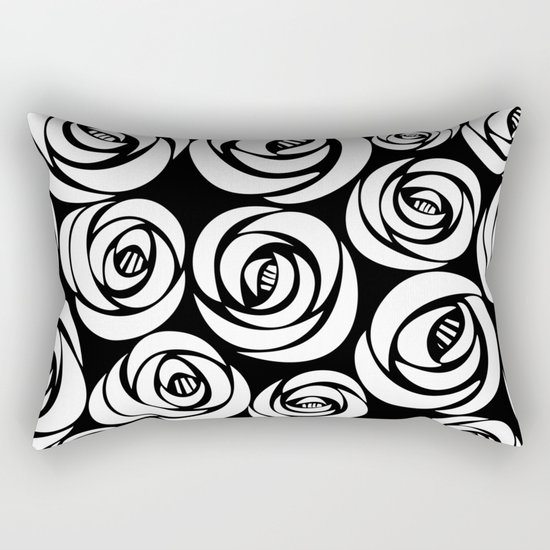 black background with white flowers Rectangular Pillow