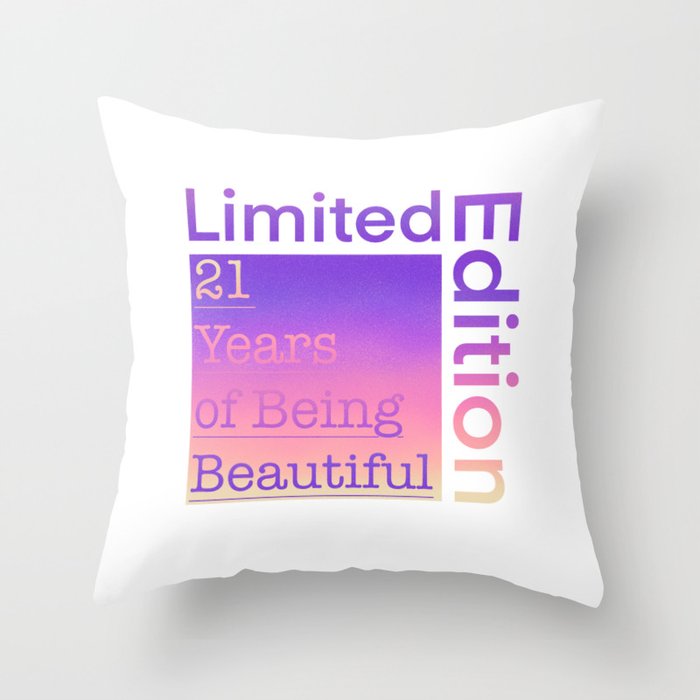 21 Year Old Gift Gradient Limited Edition 21th Retro Birthday Throw Pillow