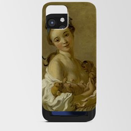 Jean-Honoré Fragonard "Young girl holding two puppies" iPhone Card Case