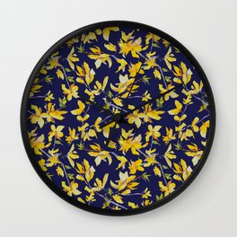 Spring is Here Forsythia seamless repeat pattern Wall Clock