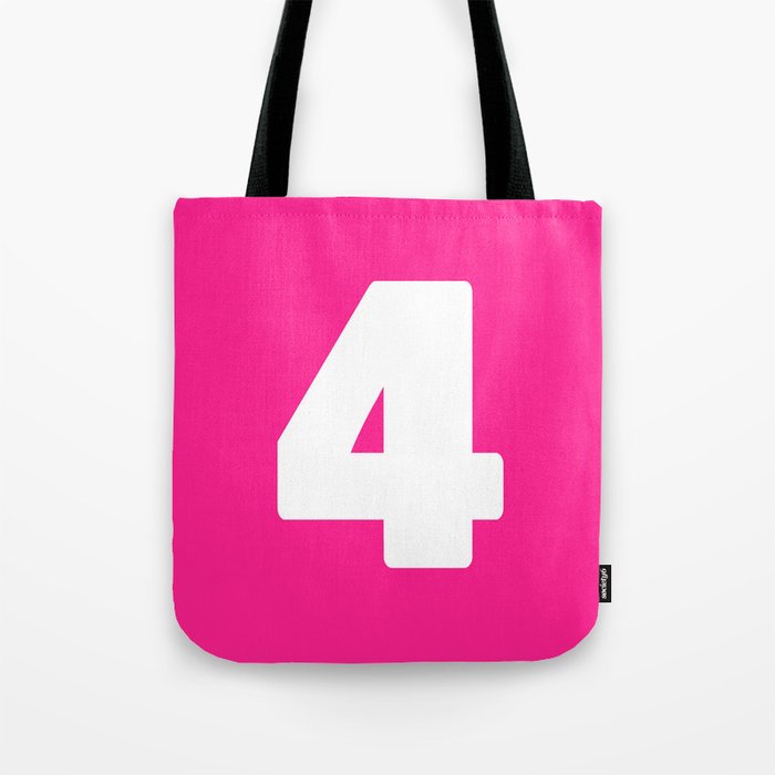 4 (White & Dark Pink Number) Tote Bag