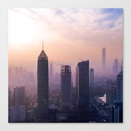 China Photography - Sunrise Over Tall Skyscrapers Down Town Canvas Print
