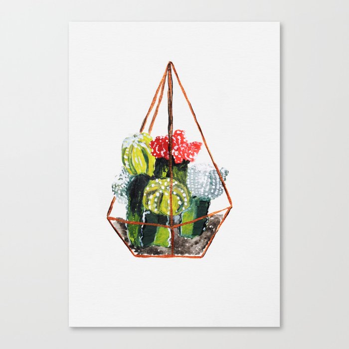 Cactus Terrarium, Botanical Terrarium, flowers cacti Canvas Print