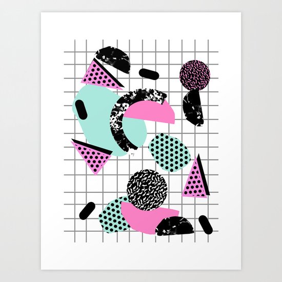 Joshin - memphis throwback retro pop art geoemetric pattern print unique trendy gifts dorm college Art Print
