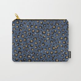 Classy Blue Glitter Black Gold Leopard Print Carry-All Pouch