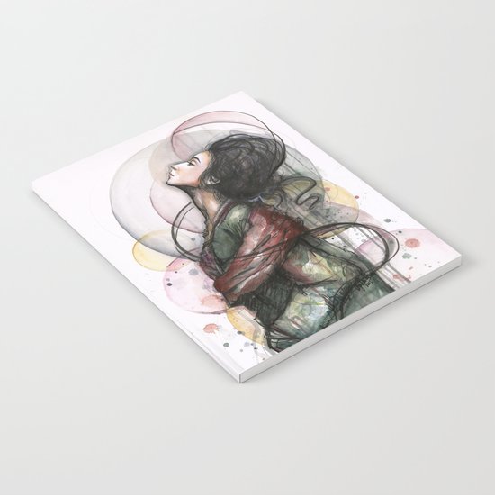 Beauty Illustration Beautiful Woman Feminine Portrait Notebook
