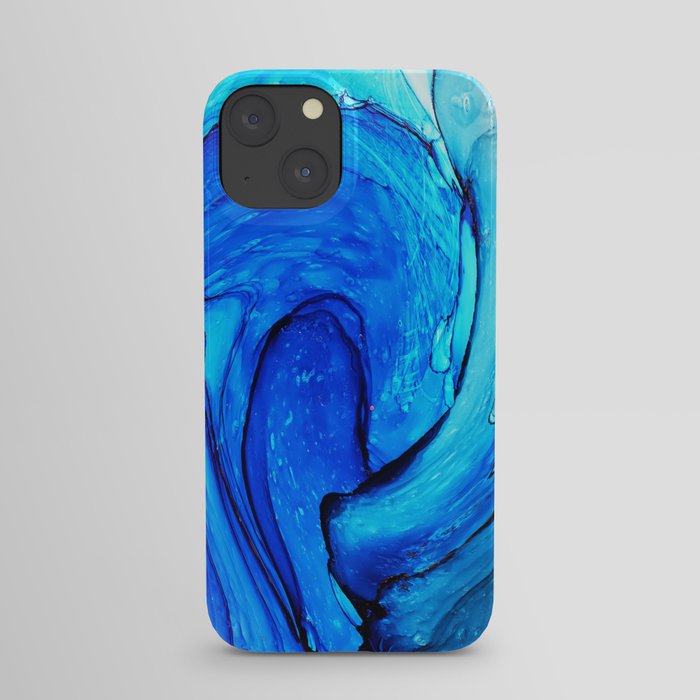 Beautiful abstract art of liquid paint, marbling, alcohol, acrylic, colorful, gold, amber iPhone Case