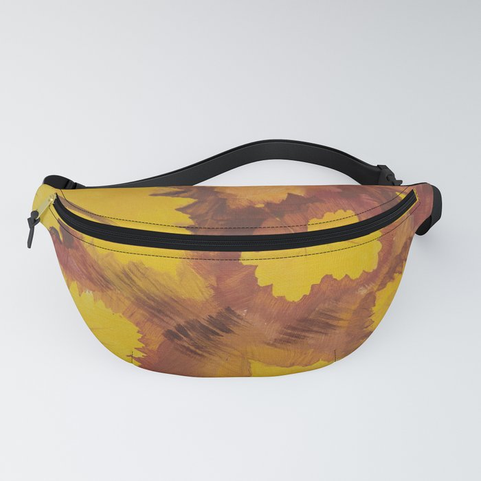 Yellow Autumn Leaf and a red pear painting Fall pattern inspired by nature colors Fanny Pack