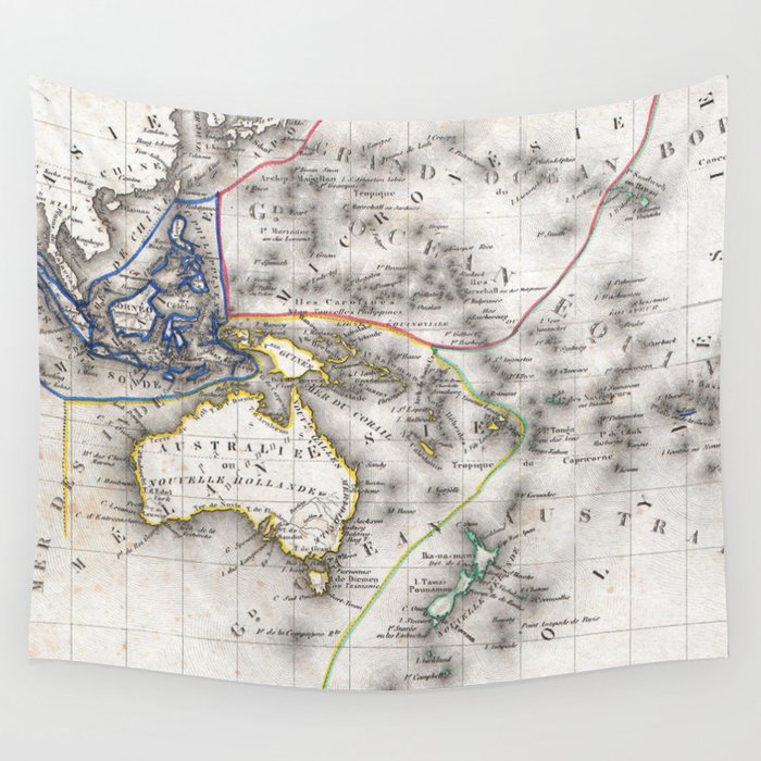 Vintage Map of Oceania (1852) Wall Tapestry by BravuraMedia  Society6