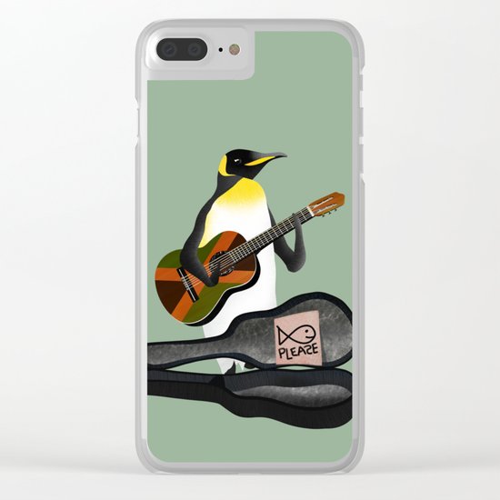 Penguin Busking Clear iPhone Case