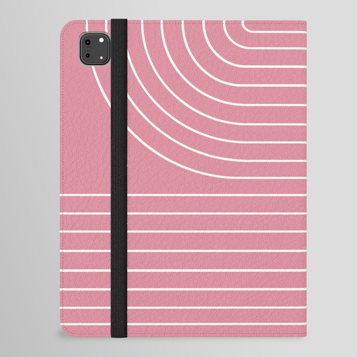 Minimal Line Curvature LXXI 90s Pink Mid Century Modern Arch Abstract iPad Folio Case