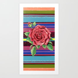 La Distancia No Tiene Nada Que Ver  Art Print | Chicanoart, Mexicanamerican, Rose, Love, Red, Originalart, Zarape, Acrylic, Roses, Vector 