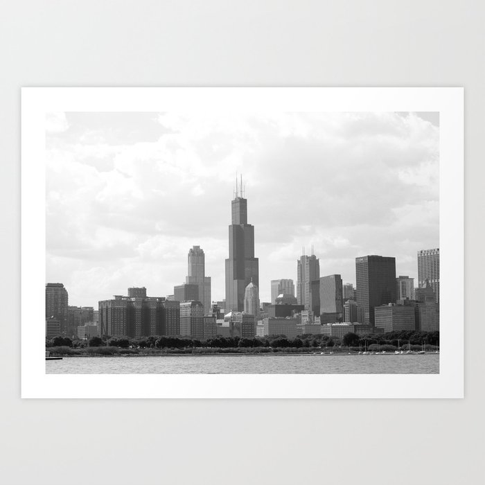 Chicago Skyline Black and White Art Print