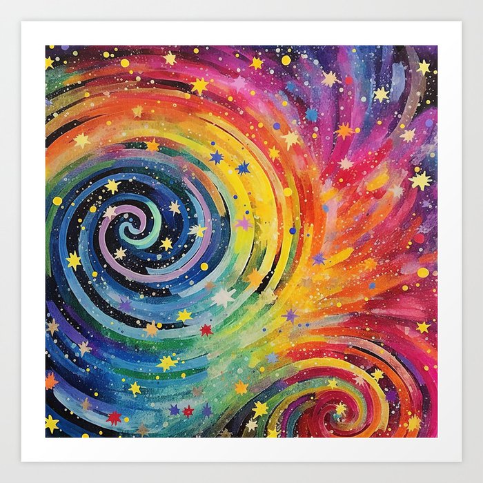 Whimsical Rainbow Swirls 05 Art Print