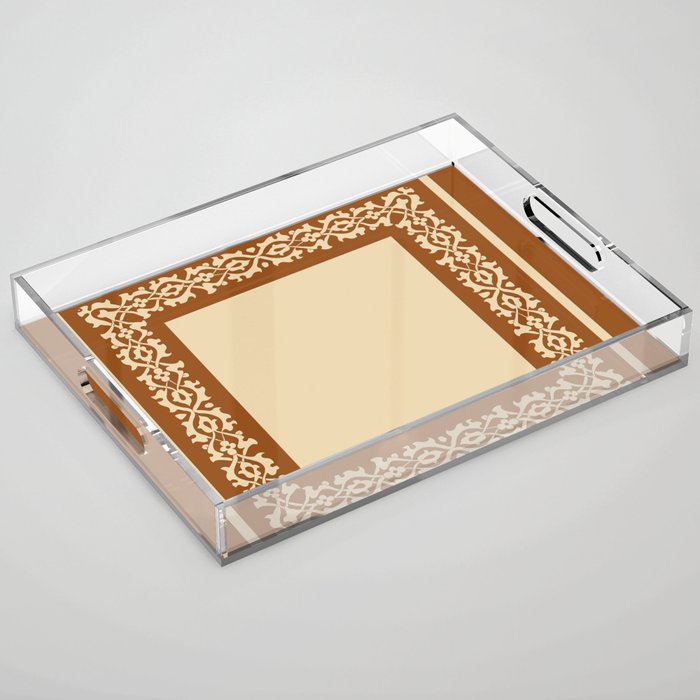 Oriental rug burnt orange and beige Acrylic Tray