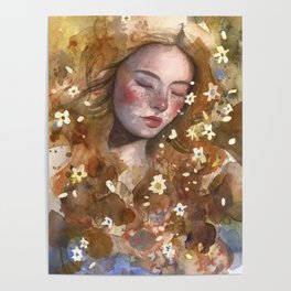 Autumn portrait, watercolor  Poster