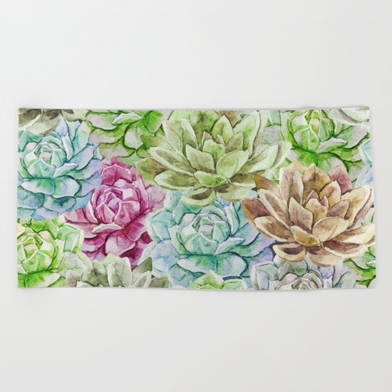 Cactus Pattern 17 Beach Towel