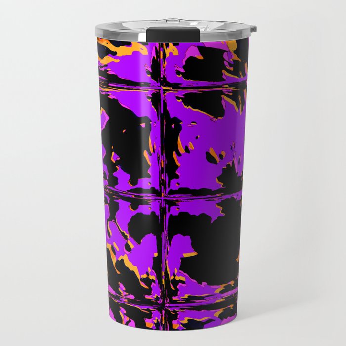 Spooky Purple Blackout Rave Glitch Tiles Travel Mug