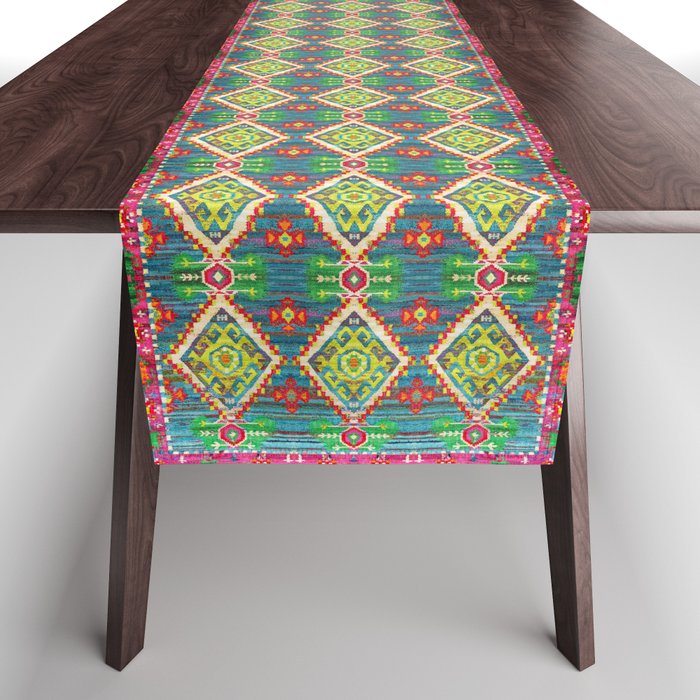 Colorful Geometric Bohemian Traditional Moroccan Fabric Style Table Runner