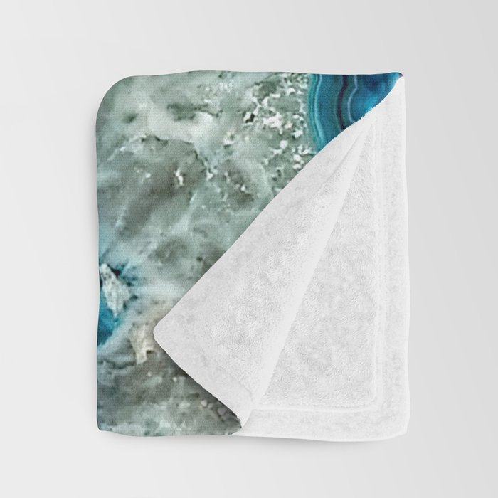Aqua turquoise agate mineral gem stone Throw Blanket by