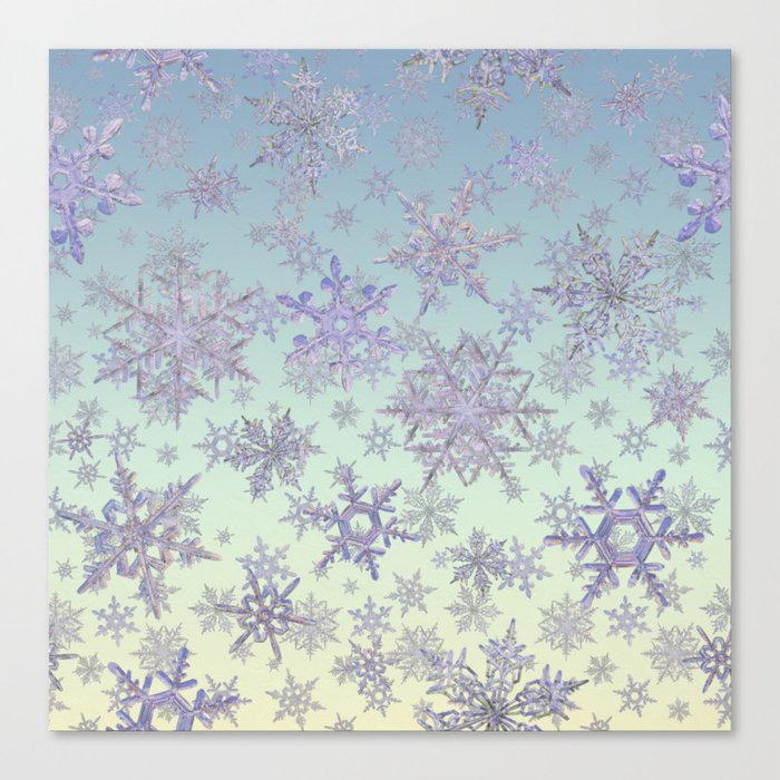 Snowflakes Embroidered on Misty Sky Canvas Print