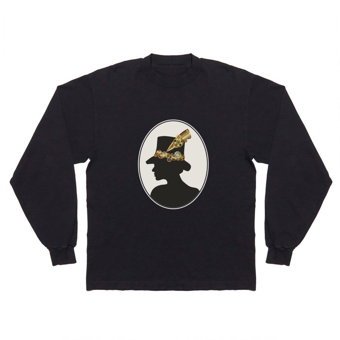 Silhouette of a girl in steampunk style Long Sleeve T Shirt