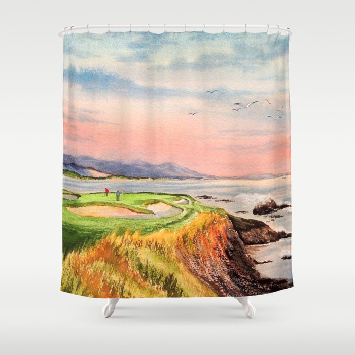 Pebble Beach Golf Course 7th Hole Shower Curtain