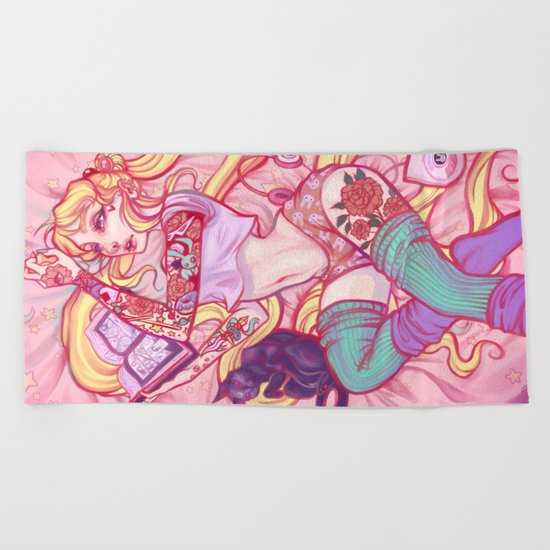 Solitary Moon Beach Towel