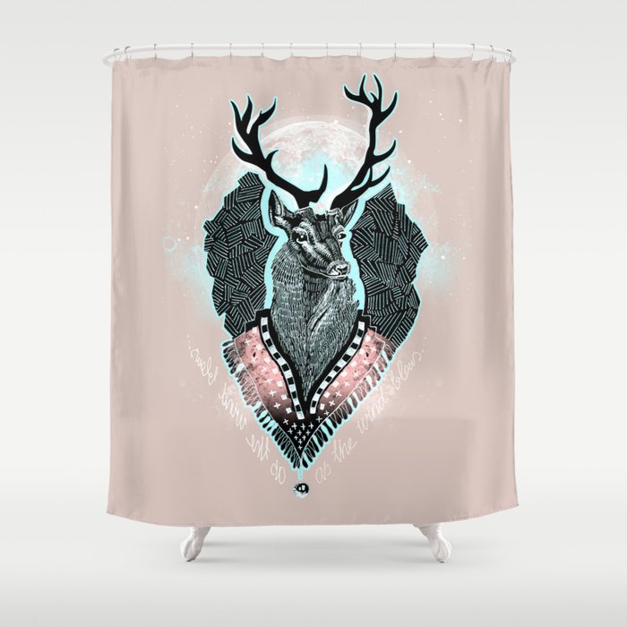 Wind:::Deer Shower Curtain
