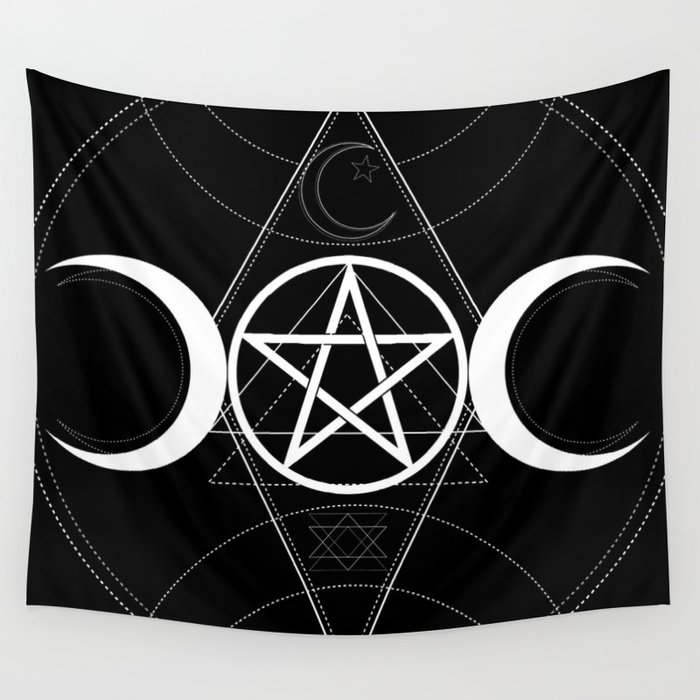 Triple Moon Pentagram Wall Tapestry by Christyne Society6