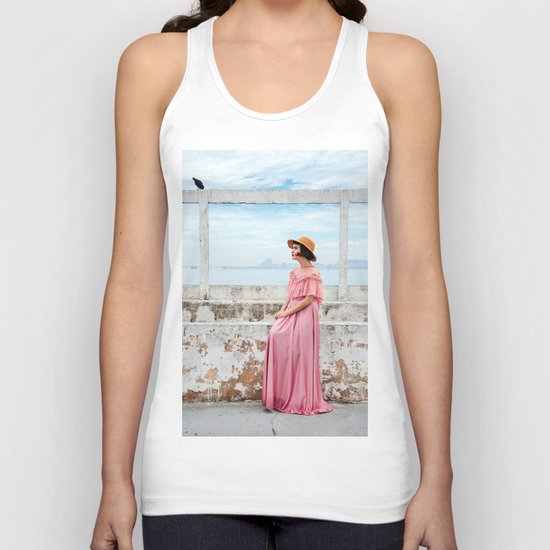 Woman in pink Unisex Tank Top